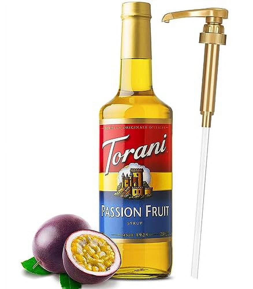 Torani Passion Fruit Syrup with Little Squirt Syrup Pump, 750ml 25.4