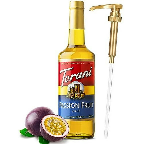 Torani Passion Fruit Syrup with Little Squirt Syrup Pump, 750ml 25.4 Ounces