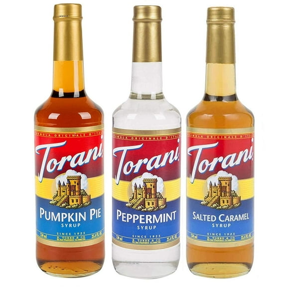 Torani Pumpkin Pie, Peppermint, Salted Caramel Syrup for Coffee Flavoring Syrup, 25.4 oz