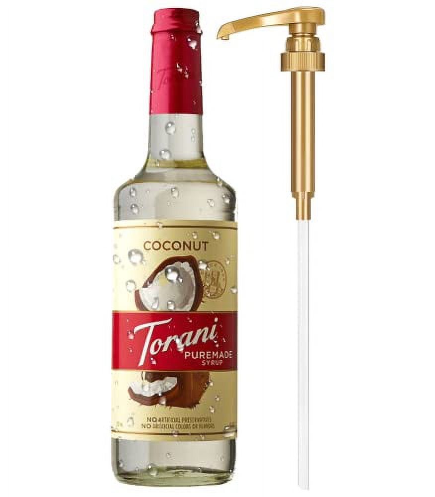 Torani Puremade Coconut Syrup with Little Squirt Syrup Pump, 750ml 25.4