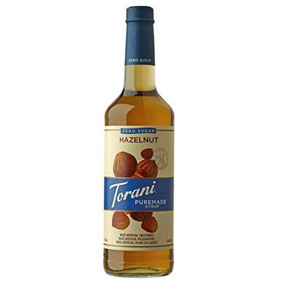 Torani Puremade Syrup, Zero Sugar Hazelnut Flavor, Glass Bottle, Natural Flavors, 25.4 Fl. Oz., 750 mL