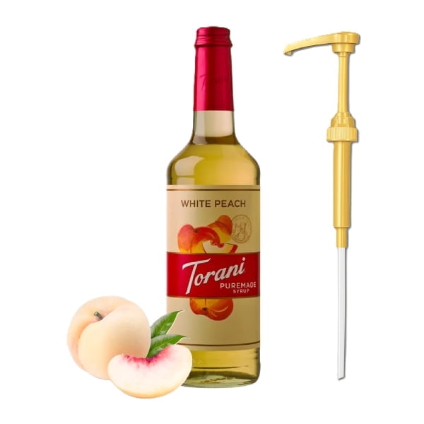 Torani Puremade White Peach Flavouring Syrup, 25.4 fl oz (750ml) Glass ...