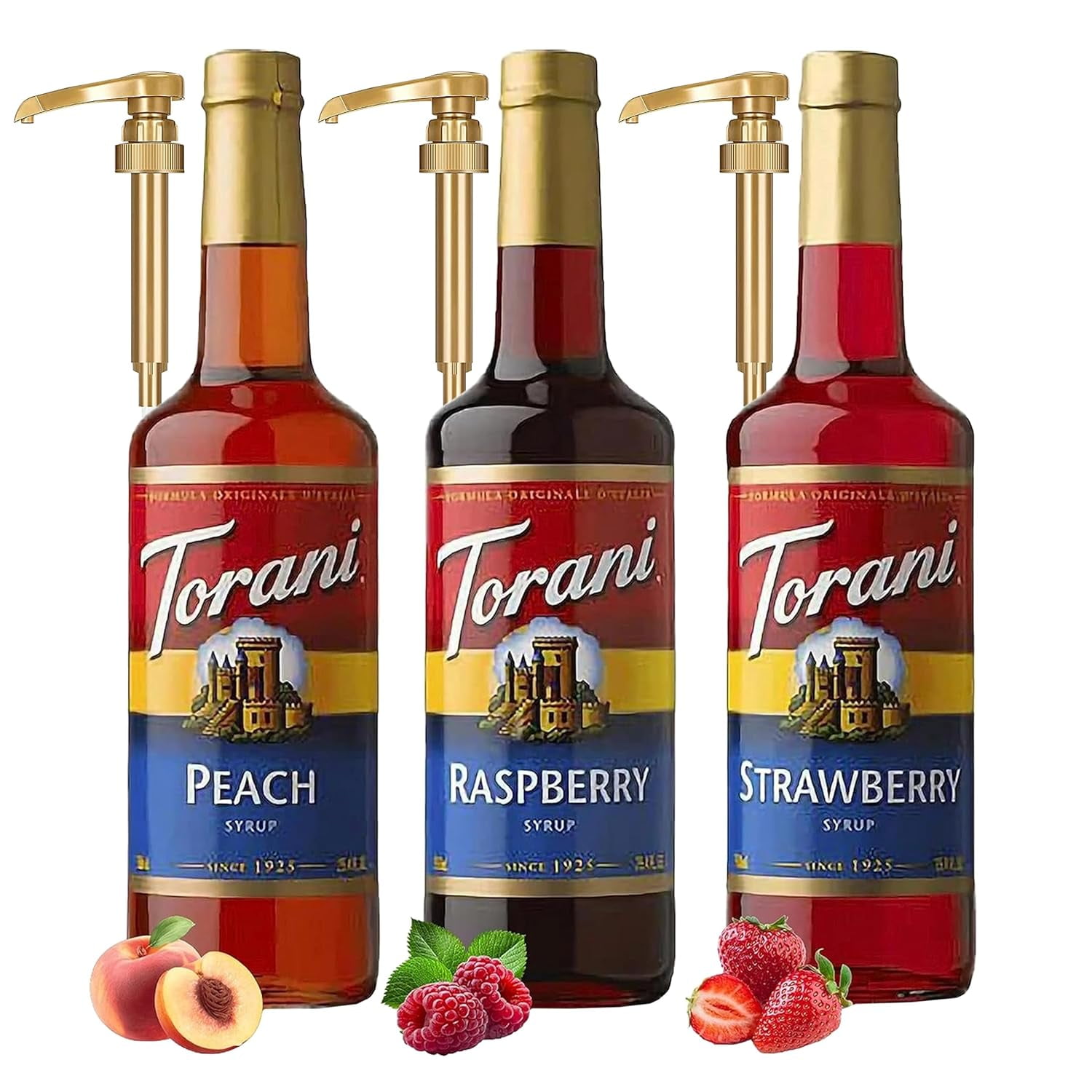 Torani Raspberry, Strawberry, Peach Syrup Fruit Flavors For Italian