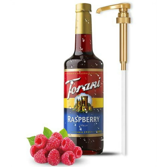 Torani Raspberry Syrup with Little Squirt Syrup Pump, 750ml 25.4 Ounces
