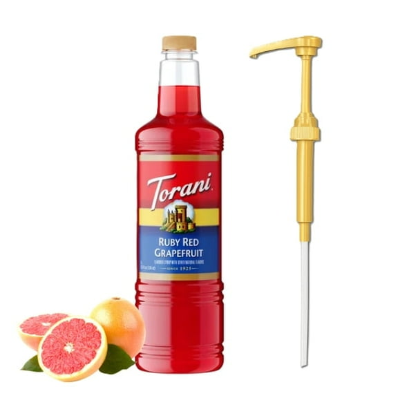Torani Ruby Red Grapefruit Flavouring Syrup, 1L Plastic Bottle with Absol Gold Pump