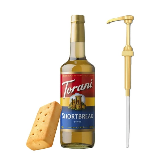 Torani Shortbread Flavouring Syrup, 25.4 fl oz (750ml) Glass Bottle with Absol Gold Pump