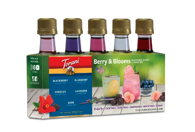🌸🫐 Torani Berry & Blooms Mini Syrup Variety Pack – 5 Pack (50 mL Bottles) 🌹🍋