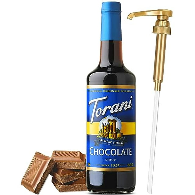 Torani Sugar Free Chocolate Syrup with Little Squirt Syrup Pump, 750ml