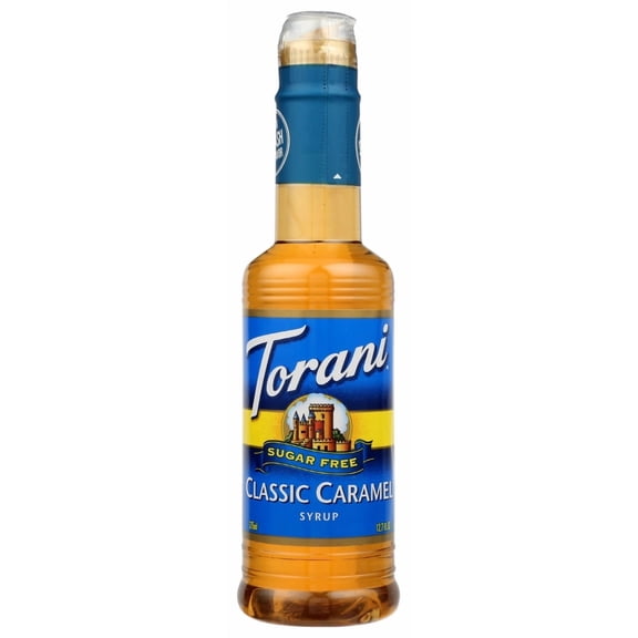 Torani Sugar Free Classic Caramel Syrup, Zero Calorie, Authentic Coffeehouse Syrup, 12.7 oz