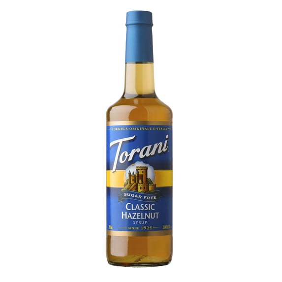 Torani Sugar Free Classic Hazelnut Syrup, Glass Bottle, Coffee Flavoring Syrup, No Known Allergens, 25.4 fl oz