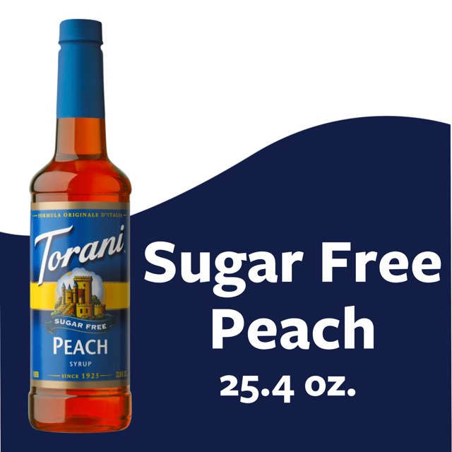 Torani Sugar Free Peach Flavoring Syrup, Tea Flavoring, Drink Mix, 25.4