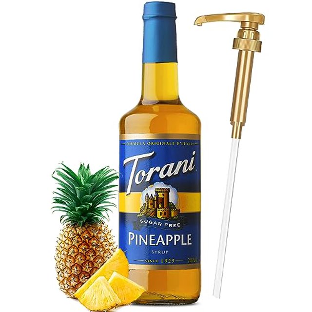 Torani Sugar Free Pineapple Syrup with Little Squirt Syrup Pump, 750ml