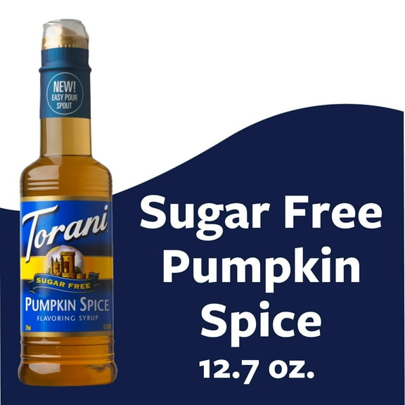 Torani Sugar Free Pumpkin Spice Coffee Syrup, Zero Calorie, Authentic Coffeehouse Bottled Syrup, 12.7 oz
