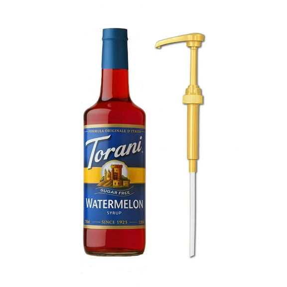 Torani Sugar Free Watermelon Syrup, 750ml Glass Bottle + Gold Pump