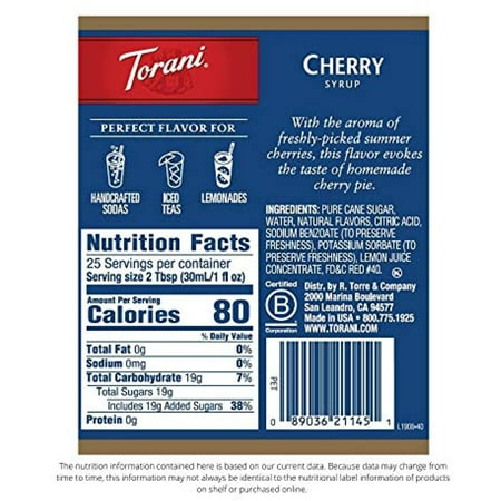 Torani Syrup, Cherry, 25.4 Ounces (Pack Of 4)