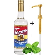 Torani Syrup, Peppermint, 25.4 Ounces + Gold Syrup Pump
