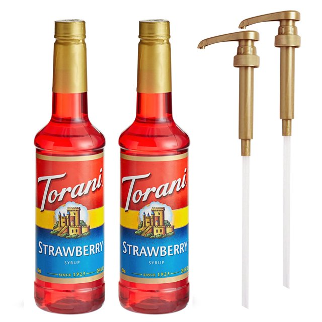 Torani Syrups 25.4Oz 2 Pack Strawberry Syrup For Coffee With 2 Gold