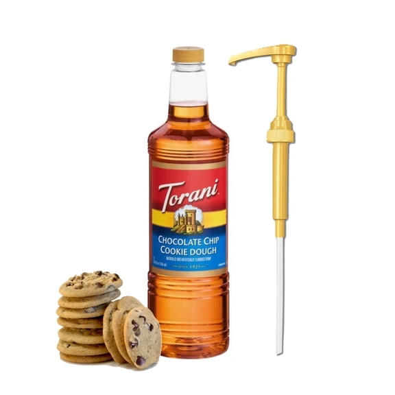 Torani Chocolate Chip Cookie Dough Syrup Coffee Flavoring Syrup 1 L with Absol Gold Pump