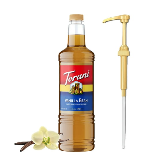 Torani Vanilla Bean Flavouring Syrup, 1L Plastic Bottle with Absol Gold Pump