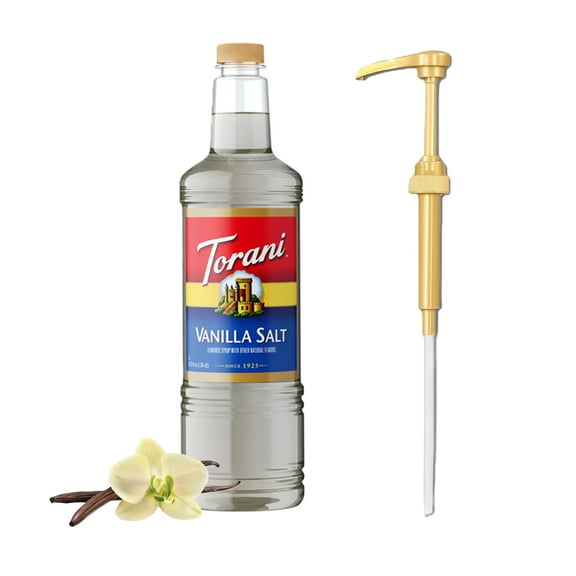Torani Vanilla Salt Flavouring Syrup, 1L Plastic Bottle with Absol Gold Pump