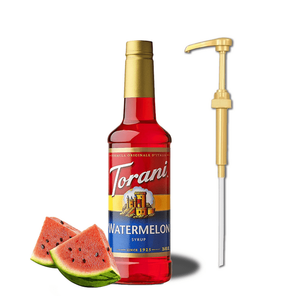Torani Watermelon Syrup, 25.4 fl oz (750mL) Bottle + Gold Pump