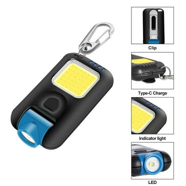 Torated led small flashlight, 800lumens 180 ° rotatable rechargeable cob keychain flashlights bright mini portable pocket light clip-on hat light EDC for camping running