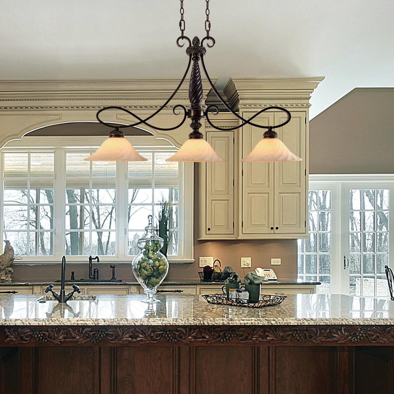 Cordoban Bronze Transitional Glass 3-Light Linear Pendant