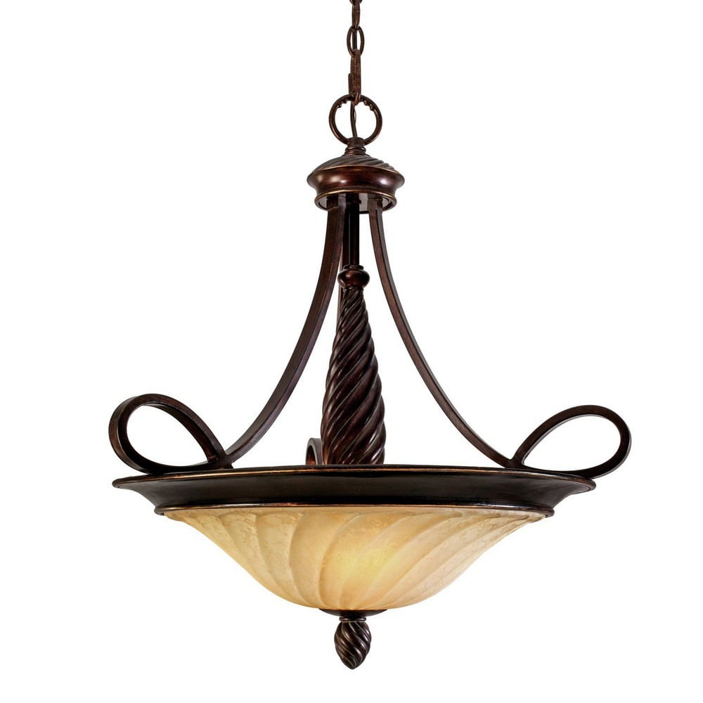 Torbellino 3 Light Pendant in Cordoban Bronze with Remolino Glass