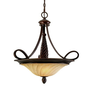 Torbellino 3 Light Pendant in Cordoban Bronze with Remolino Glass