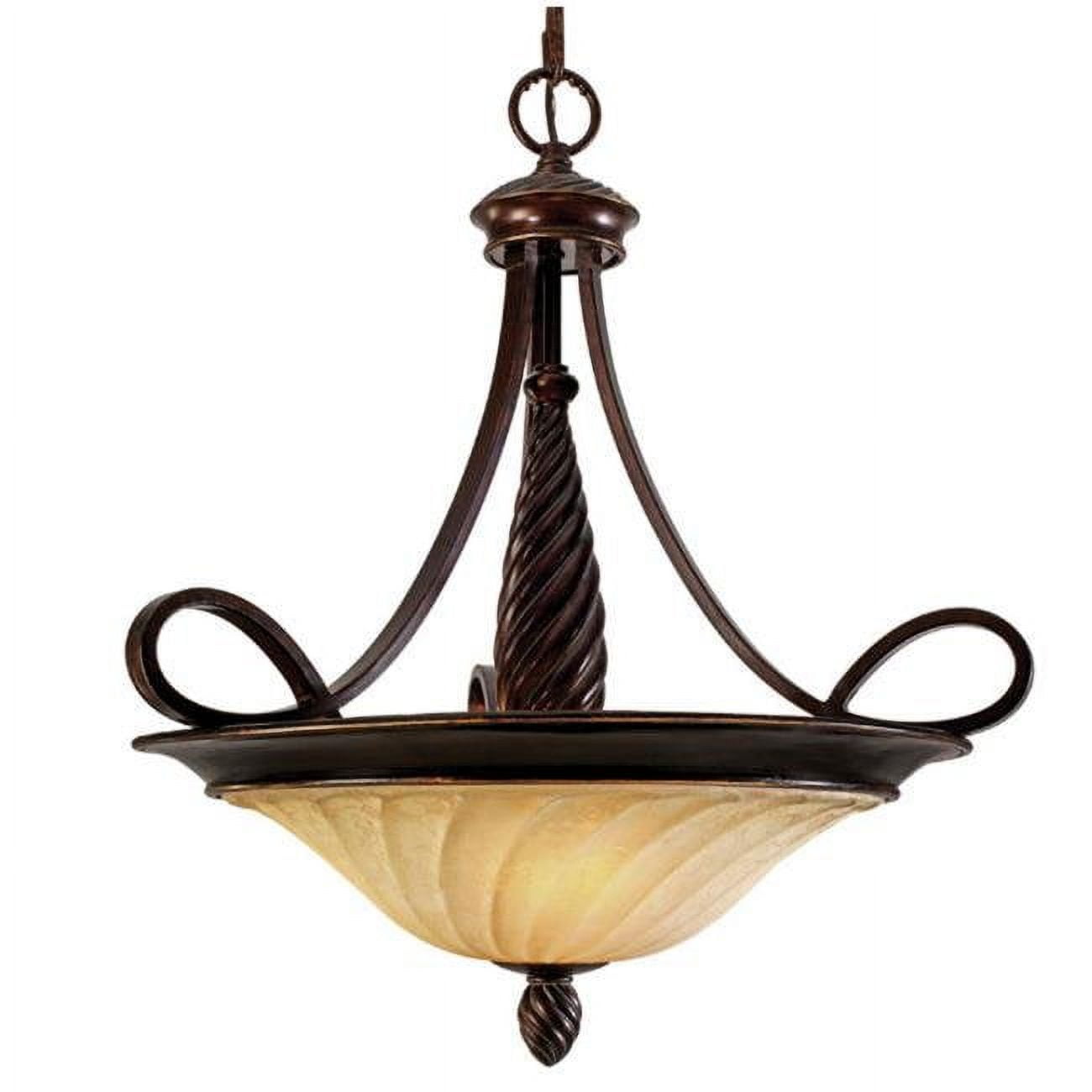 Torbellino 3 Light Pendant in Cordoban Bronze with Remolino Glass