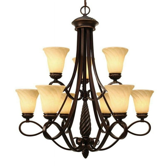 Wry Lighting Torbellino 9-light Chandelier in Cordoban Bronze
