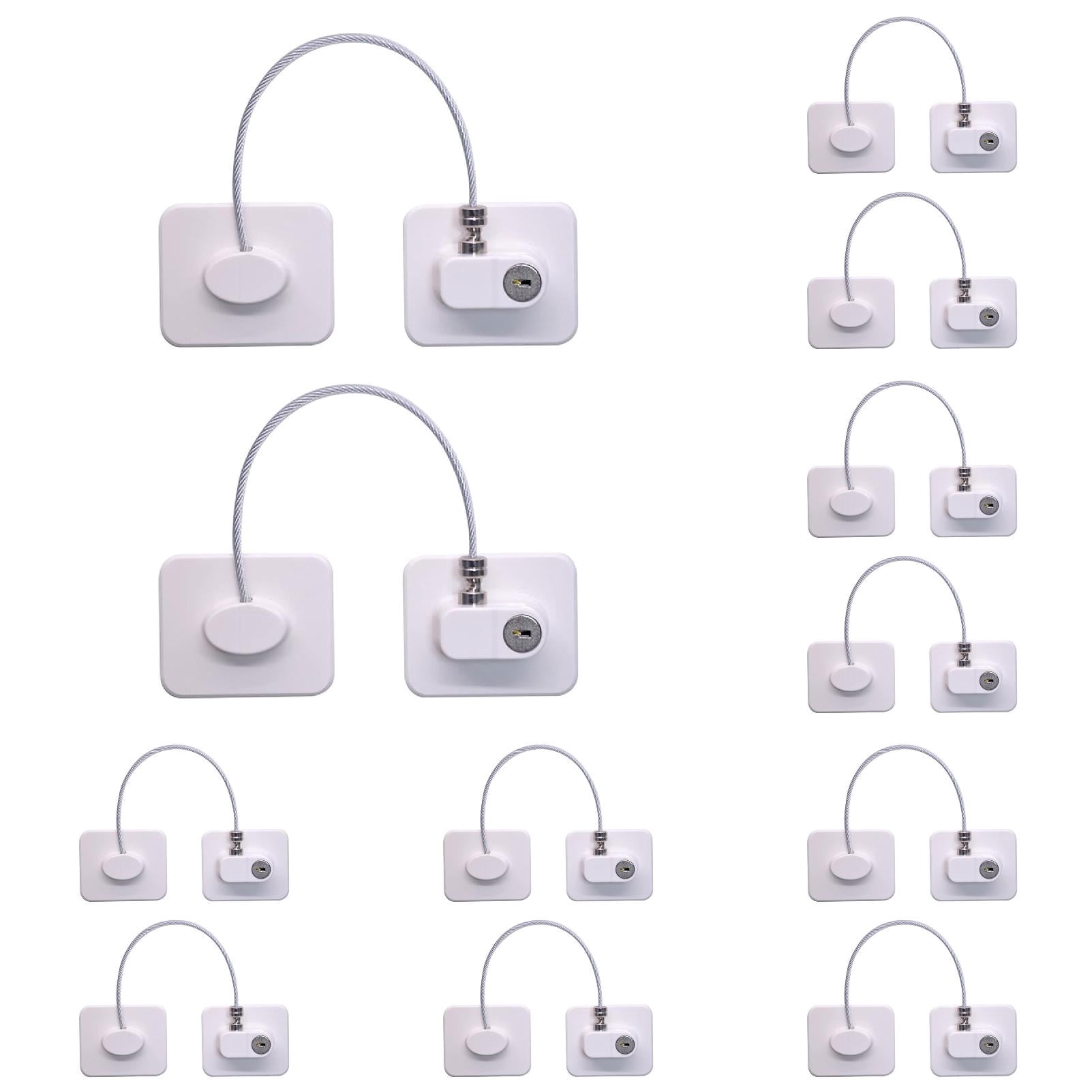 Torch 12Pcs Refrigerator Locks, 7.5x6.3 inch Upgraded Cabinet Locks with Keys, Durable ABS Fridge Locks, Easy Install, No Tools Needed, for Drawers, Air Fryer, Closets, Windows, White