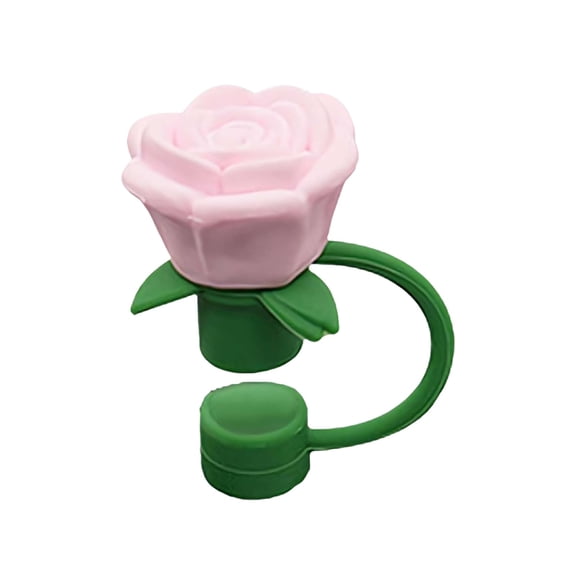 Torch 1Pc Flower Straw Topper, 10mm Straw Toppers for Tumblers, Rose-shaped Design, Reusable Flower Straw Cover Cap, Compatible with 6-10mm Drinking Straw, Pink