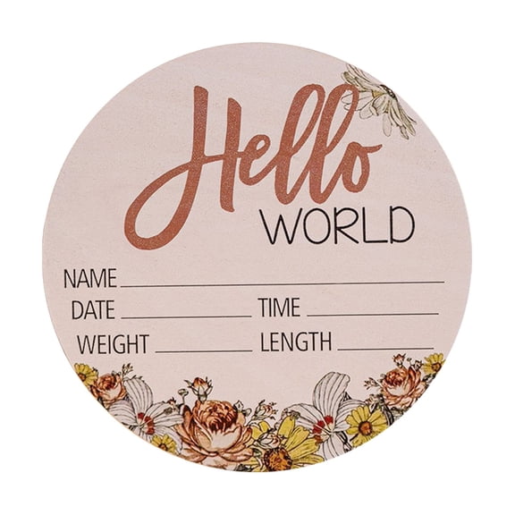Torch 1Pc Hello World Newborn Sign, 5.9 inch Wooden Birth Announcement Sign with Star Moon Cloud Design, 3D Hello and Engraved World, Birth Keepsake, C