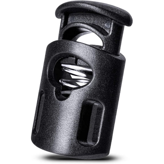 Torch 30Pcs Cord Locks for Drawstrings, 1.1 inch Single Hole Spring Toggle Stopper, Shoe Lace Tie Locks, for Shoelaces, Drawstrings, Bags, Clothing, and More, Black