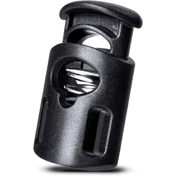 Torch 30Pcs Cord Locks for Drawstrings, 1.1 inch Single Hole Spring Toggle Stopper, Shoe Lace Tie Locks, for Shoelaces, Drawstrings, Bags, Clothing, and More, Black