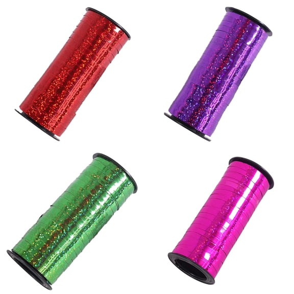 Torch 4 Colors Balloon String, 100 Yards 0.2 inch Balloon Ribbon String for Crafts, Glitter Gift Wrap Ribbons, for Birthday Party, Party Craft Decoration, Florist Flowers Decoration