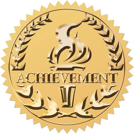 Torch Achievement Gold Foil Certificates Embossed Stickers 2" Self Adhesive Envelopes Seals Round Labels for Award Wedding Invitation Graduation Corporate Diplomas Gift Wrapping Decor Golden
