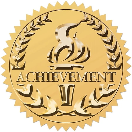 Torch Achievement Gold Foil Certificates Embossed Stickers 2" Self Adhesive Envelopes Seals Round Labels