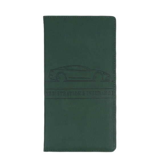 Torch Car Registration and Insurance Holder, Car Insurance and Registration Card Holder, Faux Leather Car Document Wallet, Dark Green