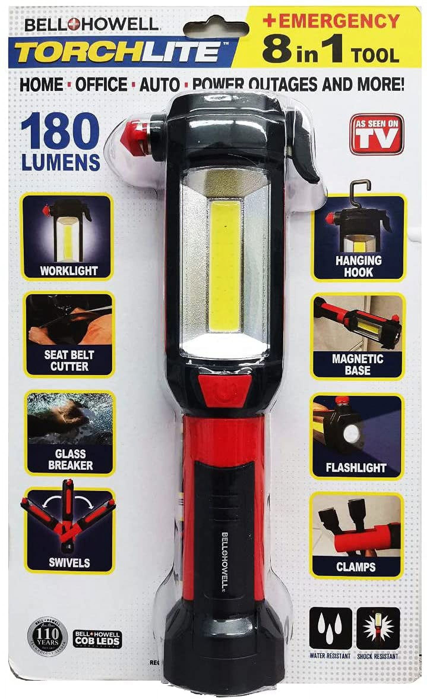 Torch Light & Emergency Tool 8 in 1 Worklight Flashlight-Water Shock Resistance-As Seen On TV 180 Lumen
