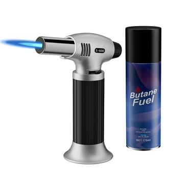 Torch Lighter with Butane Included, Premium Fuel Refill and Butane Torch Kit, Refillable Kitchen Torch with Butane Fuel Refill 175ml for Men Unique, Soldering, Cooking