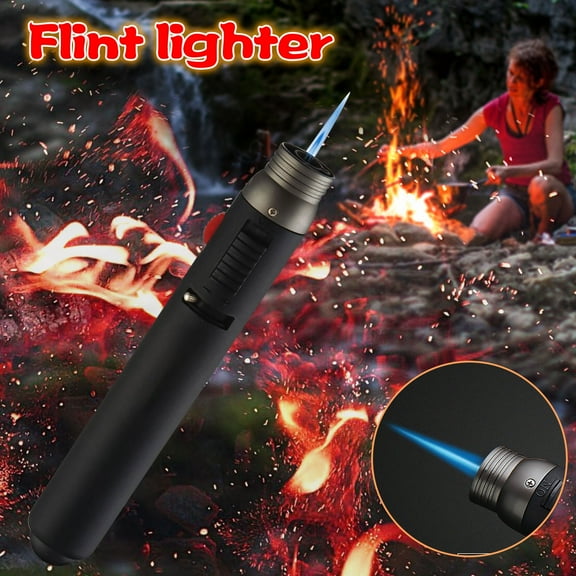 Torch Lighter Butane Lighter Refillable Windproof Lighter Adjustable 6" Pen Torch Jet Flame Lighters for Candle, Camping, Grill, BBQ, Metal Lighter Direct Blast Flameproof Outdoor Barbecue Kitchen