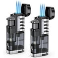 thumbnail image 1 of Torch Lighter Butane Refillable Triple Jet Flame Lighters, Windproof Adjustable with Punch 2 Pack (Without Fuel), 1 of 2