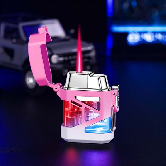 Torch Lighter, Cool Mecha Design Dual Flame Lighter, Refillable Butane Lighter with Visible Gas Window, Windproof Adjustable Jet Flame and Soft Flame, Great Gifts for Men