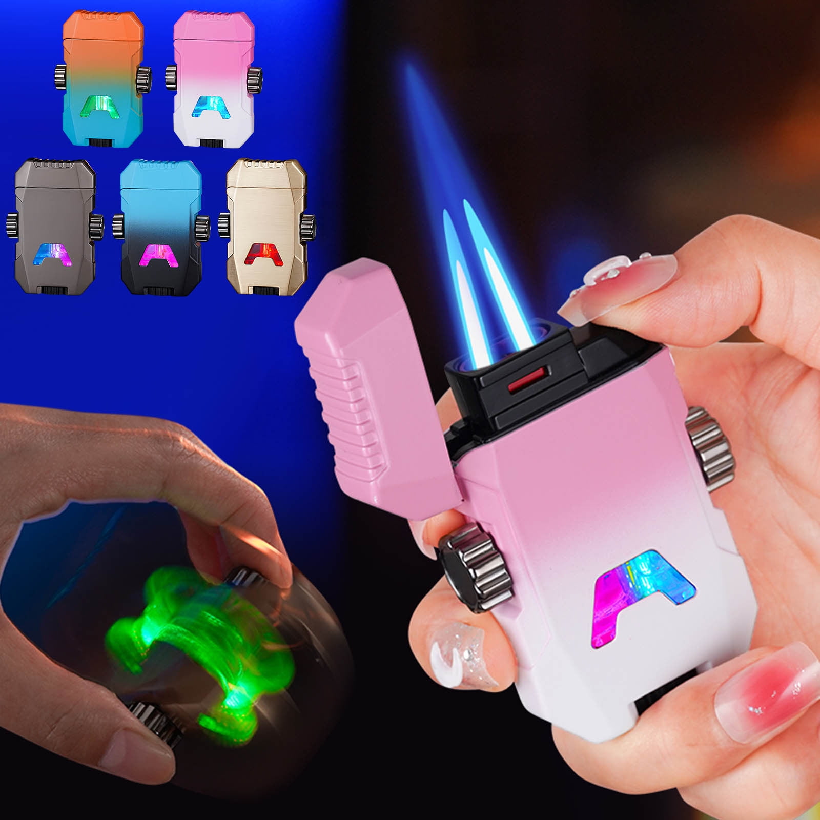 Torch Lighter, Double Jet Flame Cigar Lighter, Refillable Butane Gas