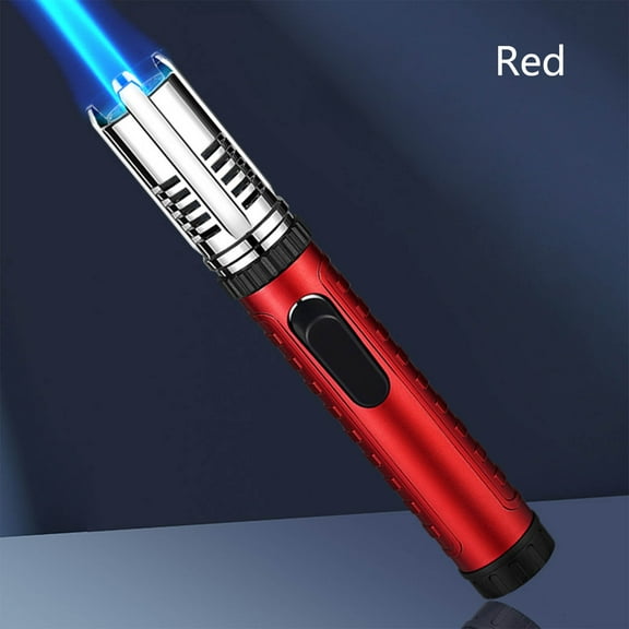 Torch Lighter Outdoor Windproof Butane Lighter, Adjustable Straight Flame Lighter For Camping Kitchen BBQ, Refillable Metal Jet Lighter, All Weather Reusable Portable Flame Lighter