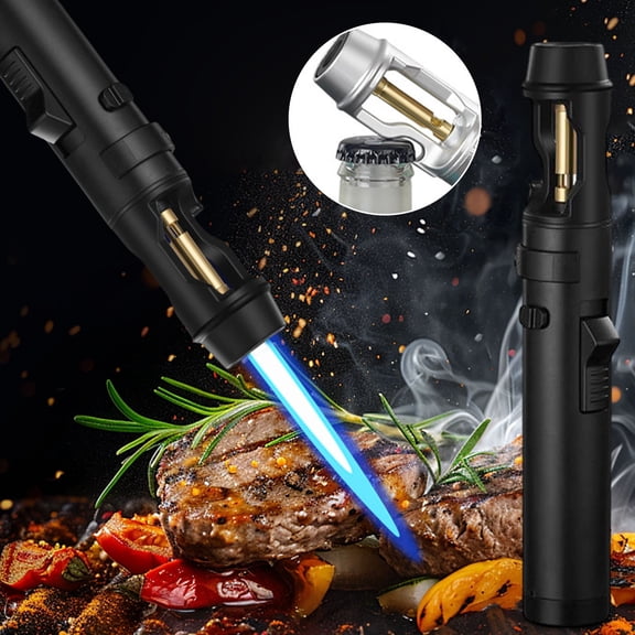 Torch Lighter, Refillable Butane Windproof Jet Lighter, Adjustable Flame, Safety Lock, Built-in Bottle Opener, for Outdoor Camping BBQ
