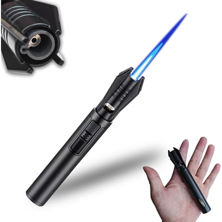 Torch Lighter - Windproof Jet Flame Refillable Butane Lighter with Adjustable Flame, Lightsaber Design, Visible Window, for Kitchen, Outdoor(Gas Not Include)