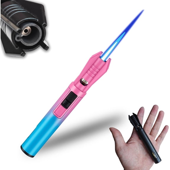 Torch Lighter - Windproof Jet Flame Refillable Butane Lighter with Adjustable Flame, Lightsaber Design, Visible Window, for Kitchen, Outdoor(Gas Not Include)